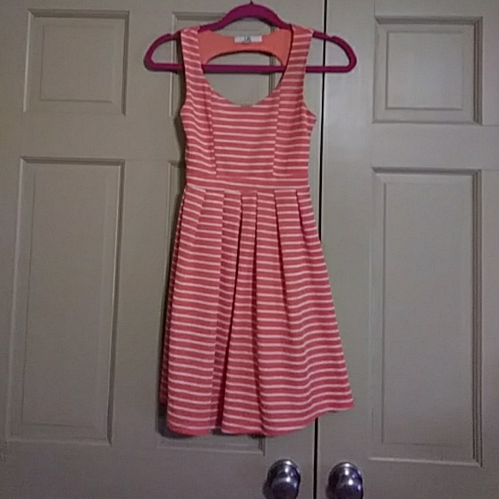 Striped orange and white summer dress